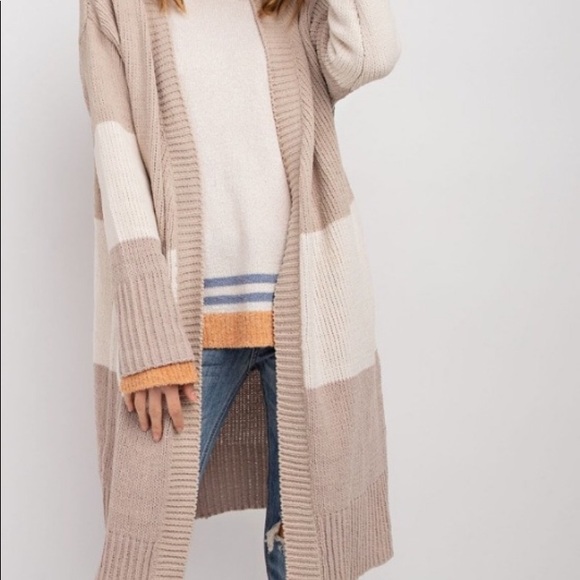 Chenille Boyfriend Longline Colorblock Cardigan - Picture 6 of 7